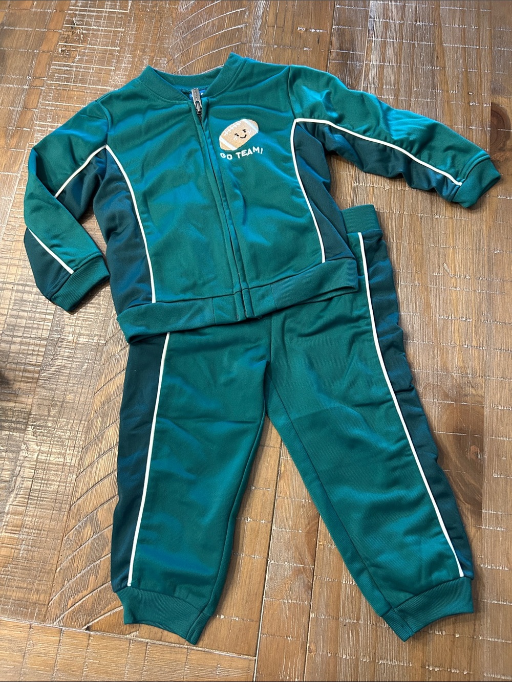 Old Navy Teal Green Kids Matching Track Set with White Piping